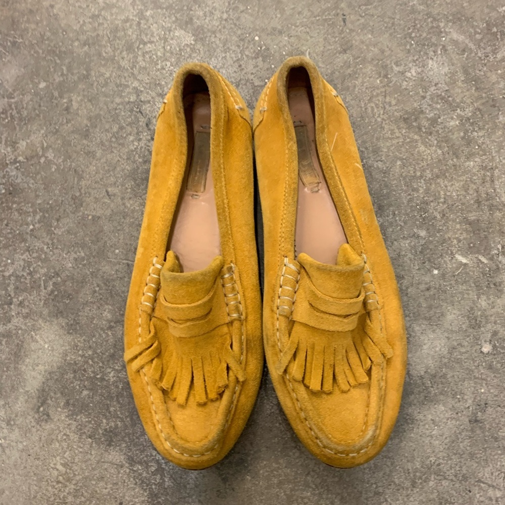 Massimo Dutti mustard penny loafers suede - Picture 2 of 6